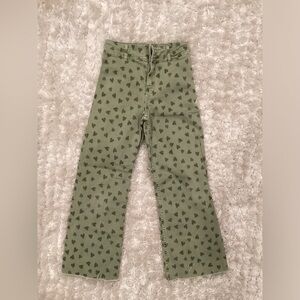Zara Olive Heart Print Trousers
